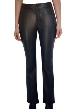 OOKIE & LALA Faux Leather Straight Black Kick Flare Large Pants NWT